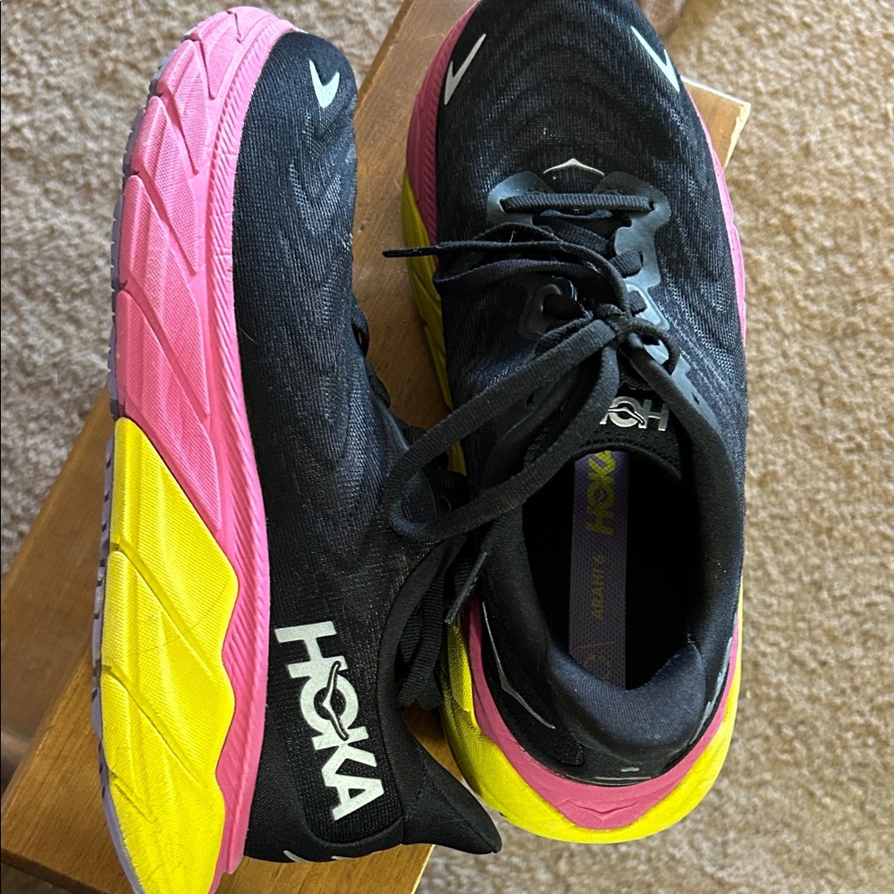 Hoka Women's Black, Pink, and Yellow Running Shoes